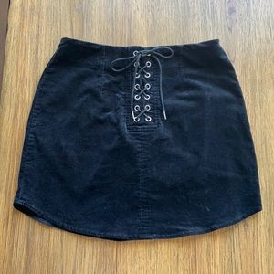 Black lace up mini skirt